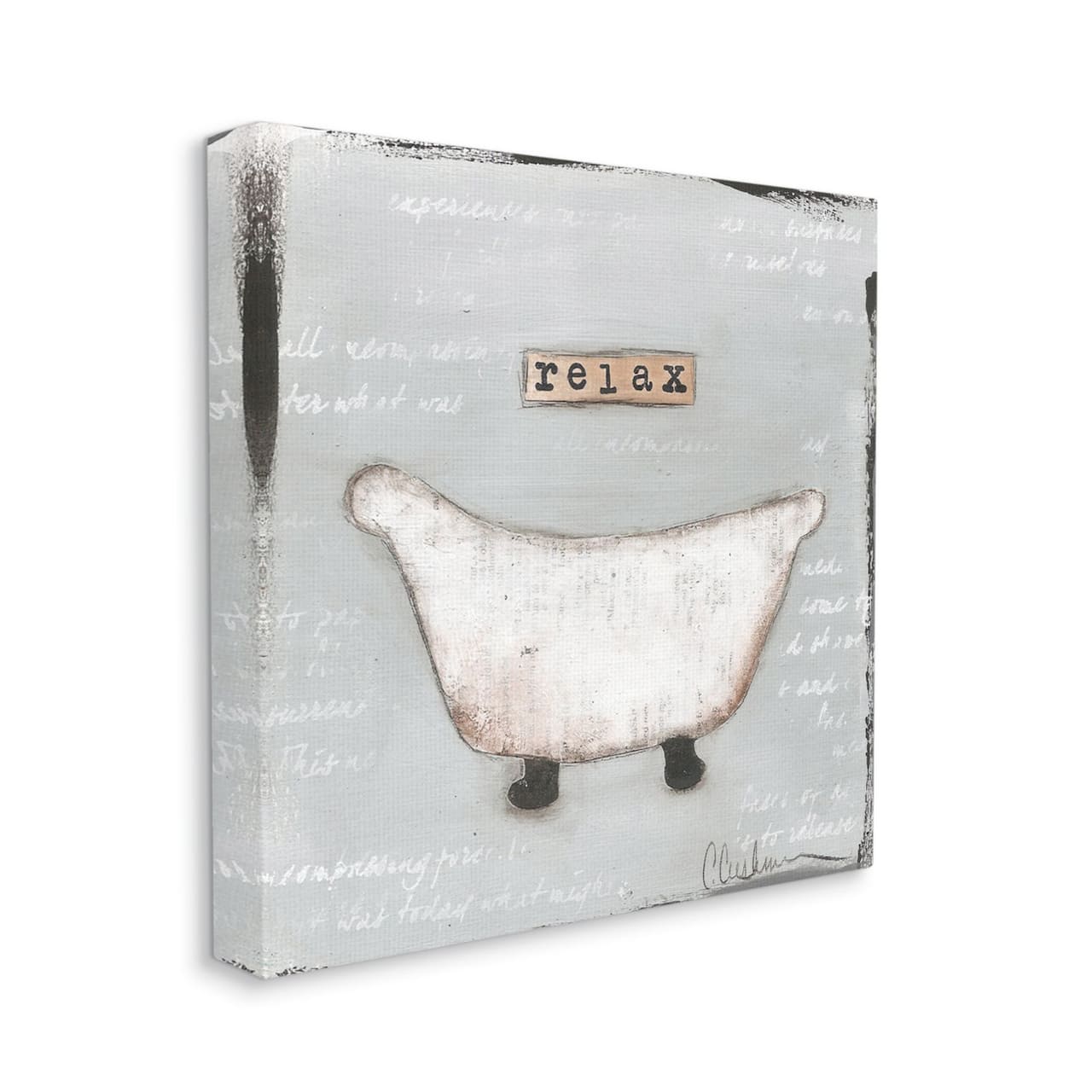 Stupell Industries Relax Bathtub Pastels Bath Canvas Wall Art